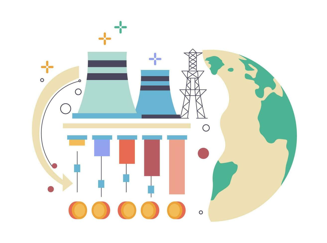 Power plants and stations energy generation chart 24028964 vector art