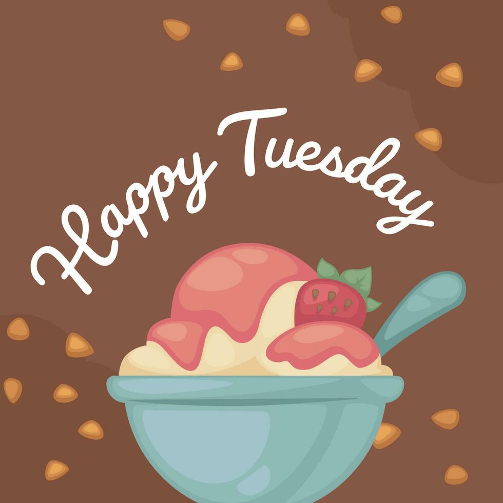 Happy Tuesday ice cream dessert promotion discount vector