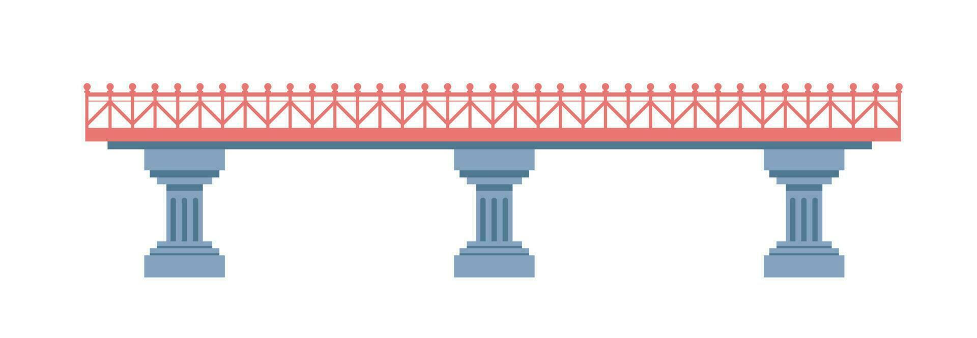 Simple bridge with pillars base and railing vector