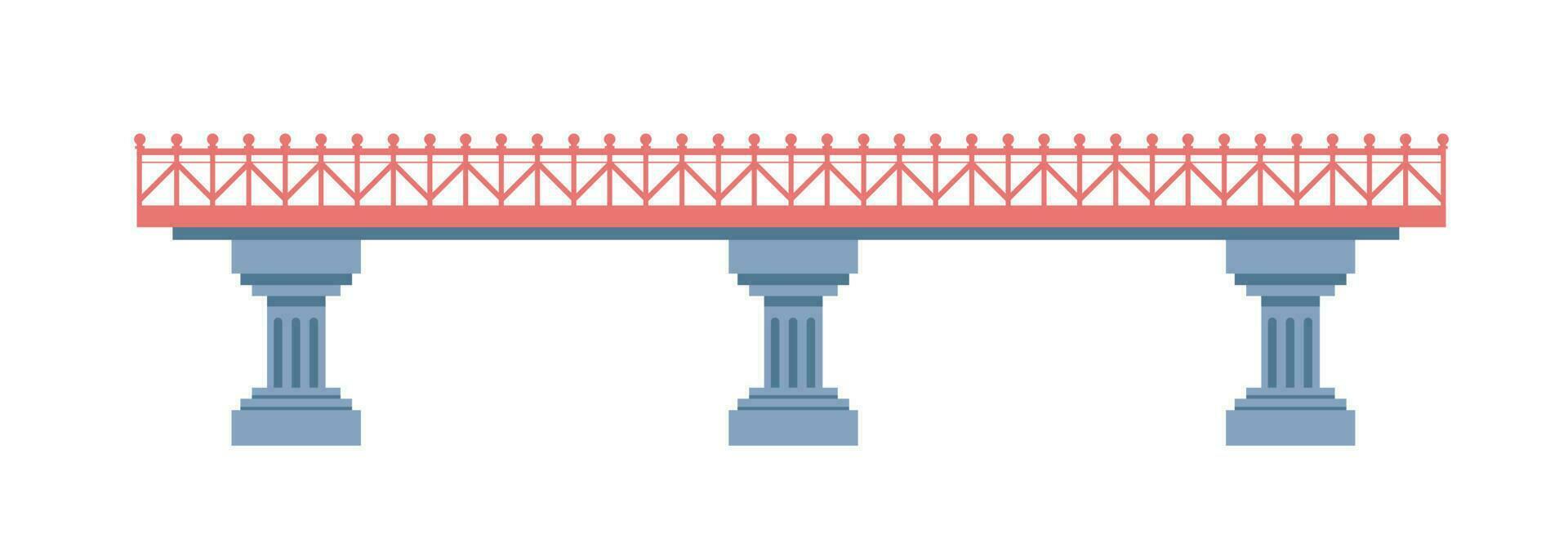 Simple bridge with pillars base and railing vector