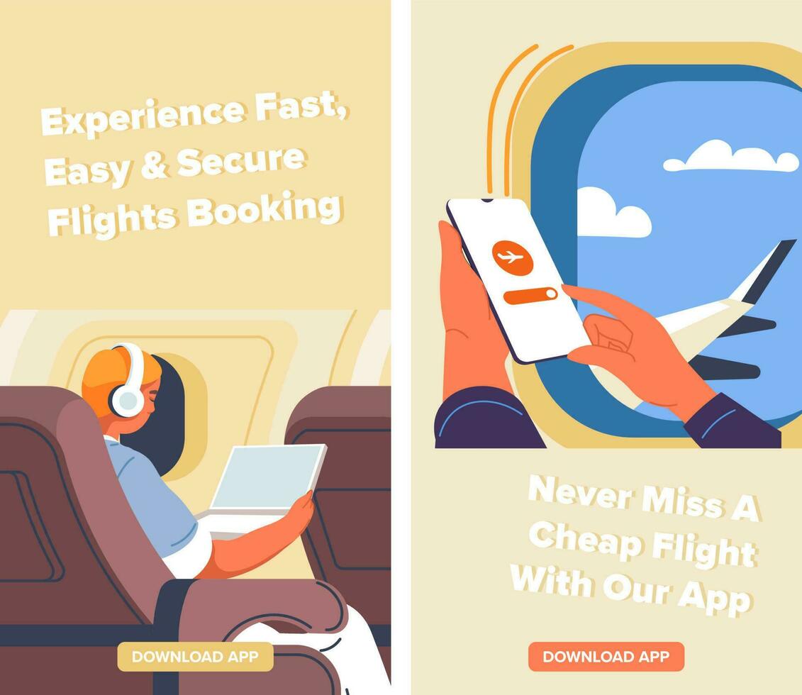 Experience fast, easy and secure flights booking vector