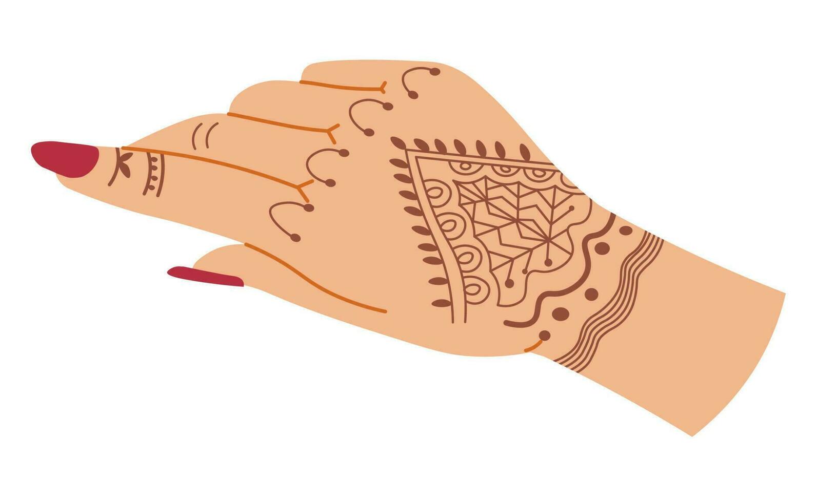 Hand of woman with henna ornament, drawing vector