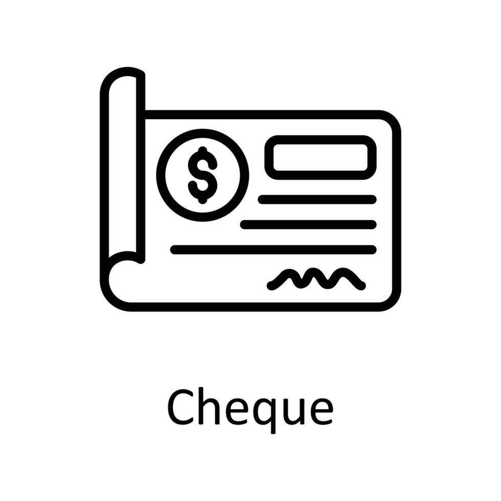Cheque vector    outline Icon Design illustration. Taxes Symbol on White background EPS 10 File