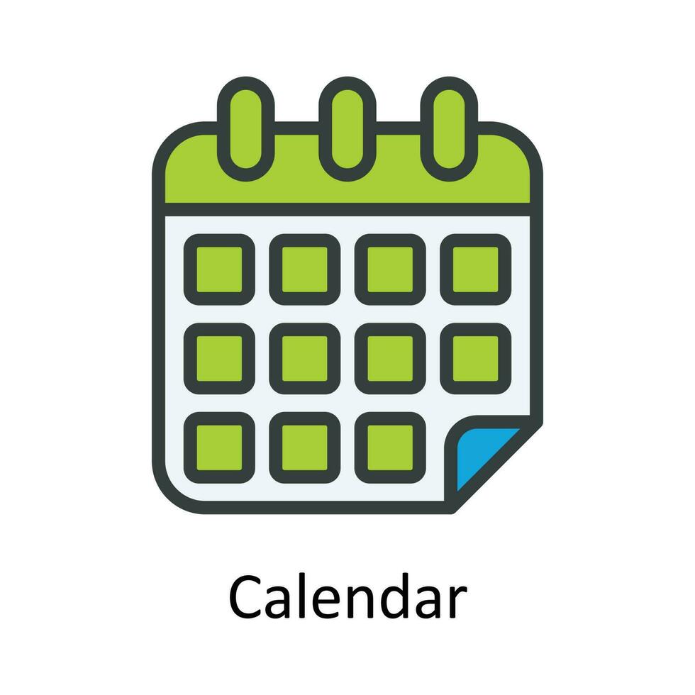 Calendar vector Fill outline Icon Design illustration. Time Management Symbol on White background EPS 10 File