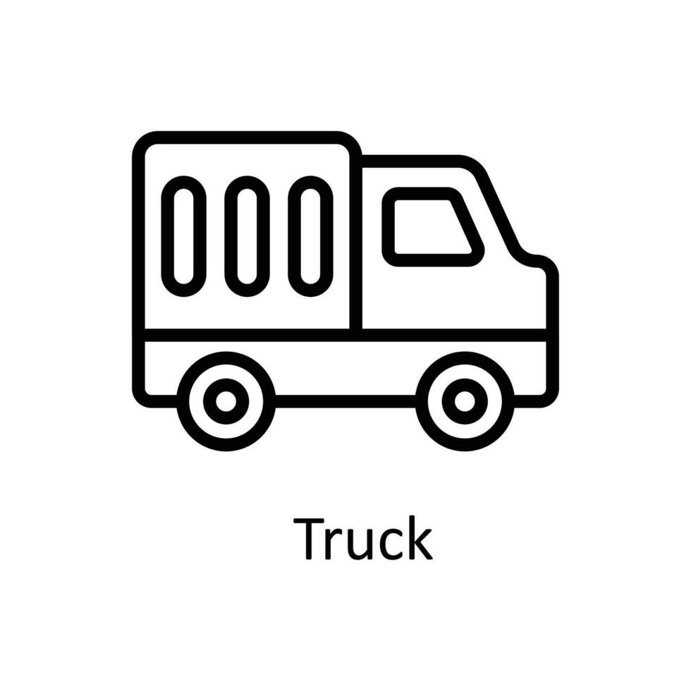 Truck  vector   outline Icon Design illustration. Work in progress Symbol on White background EPS 10 File