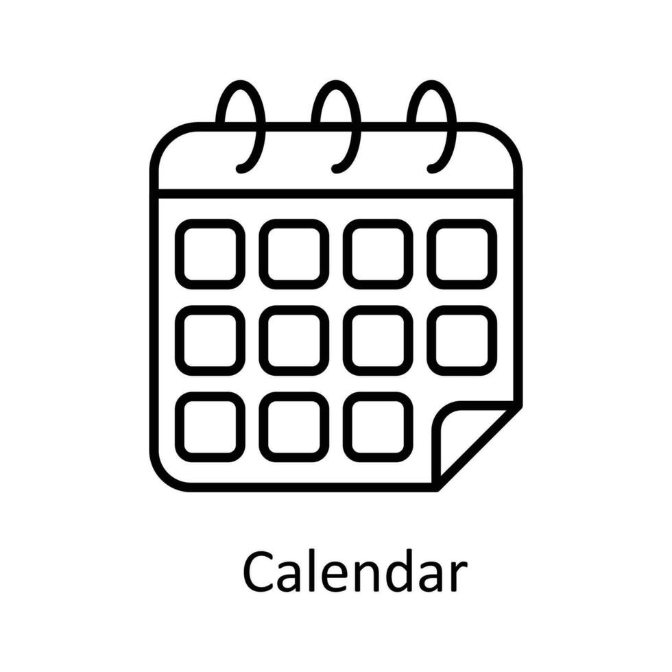Calendar vector outline Icon Design illustration. Work in progress ...