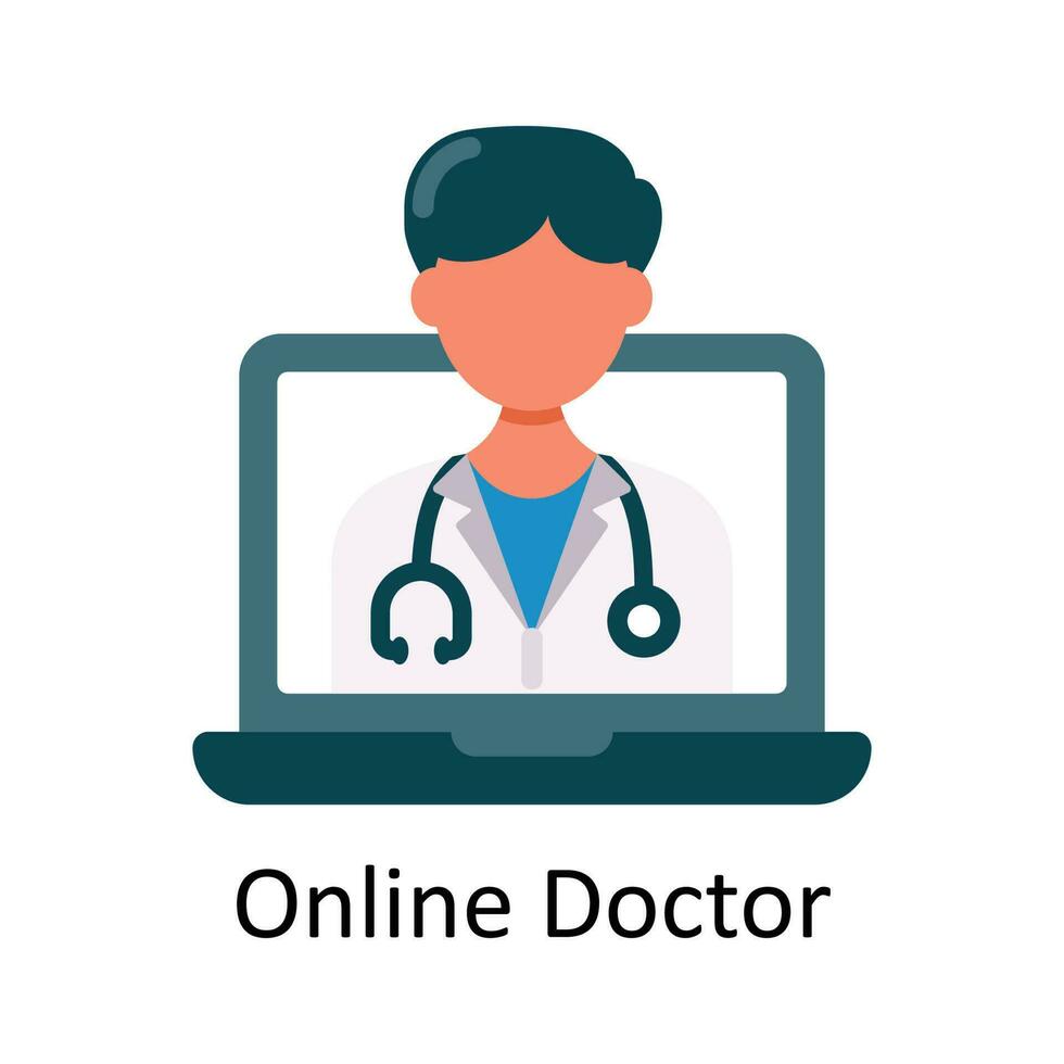 Online Doctor vector Flat Icon Design illustration. Medical and Healthcare Symbol on White background EPS 10 File
