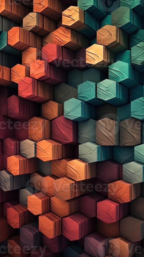 Abstract Geometric Pattern Background of Hexagon Shape, 3D Rendering. Technology. photo