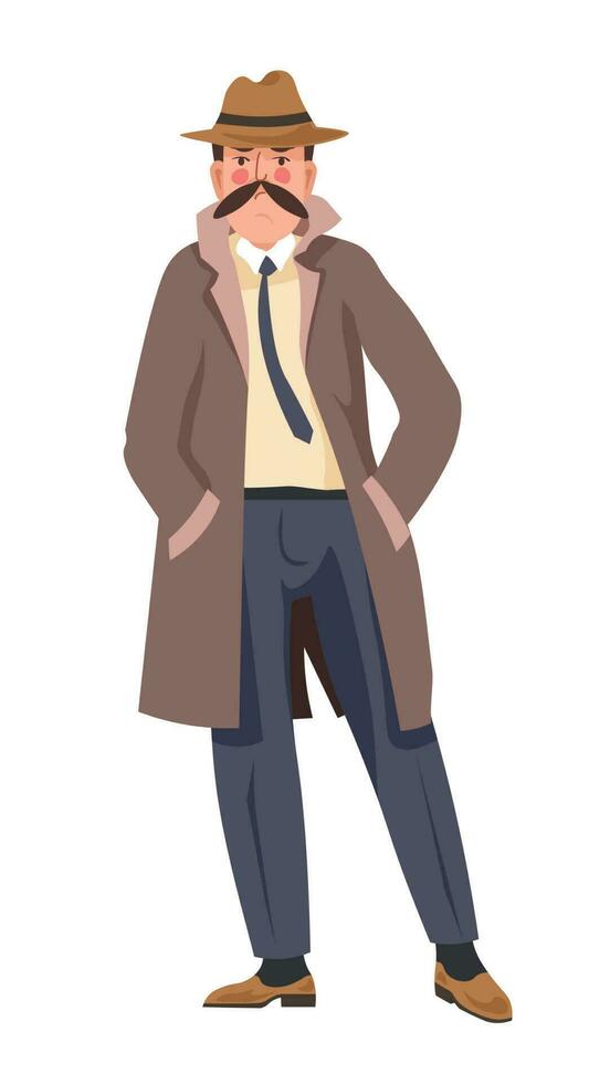 Detective undercover, private investigator in coat vector