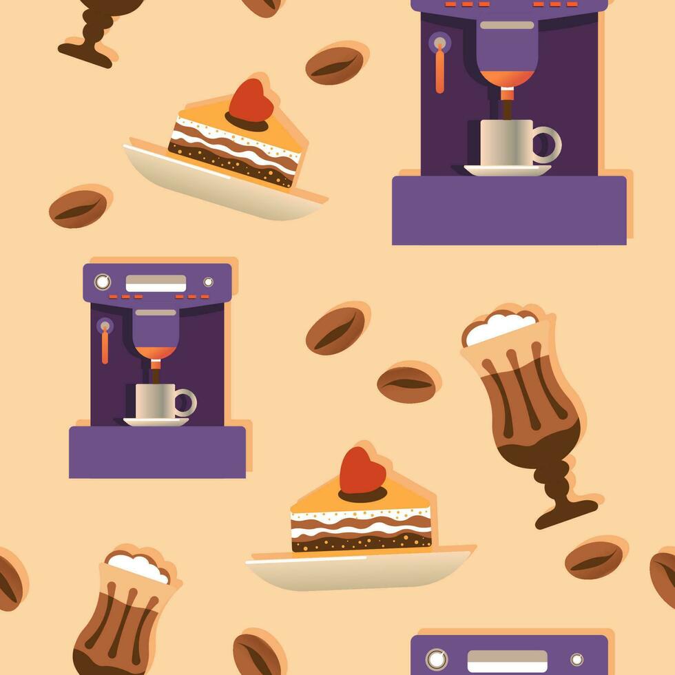 Dessert and coffee, cafe or restaurants print vector