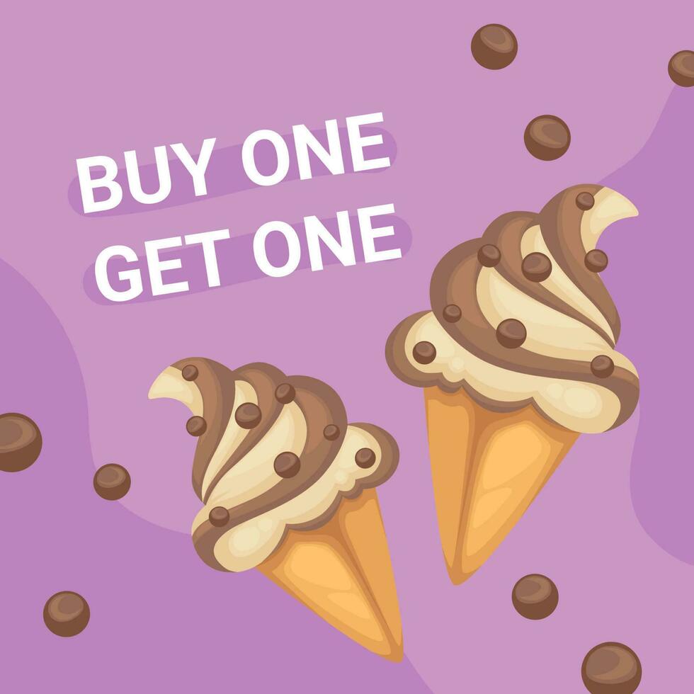 Buy one and get another for free, promo banner vector