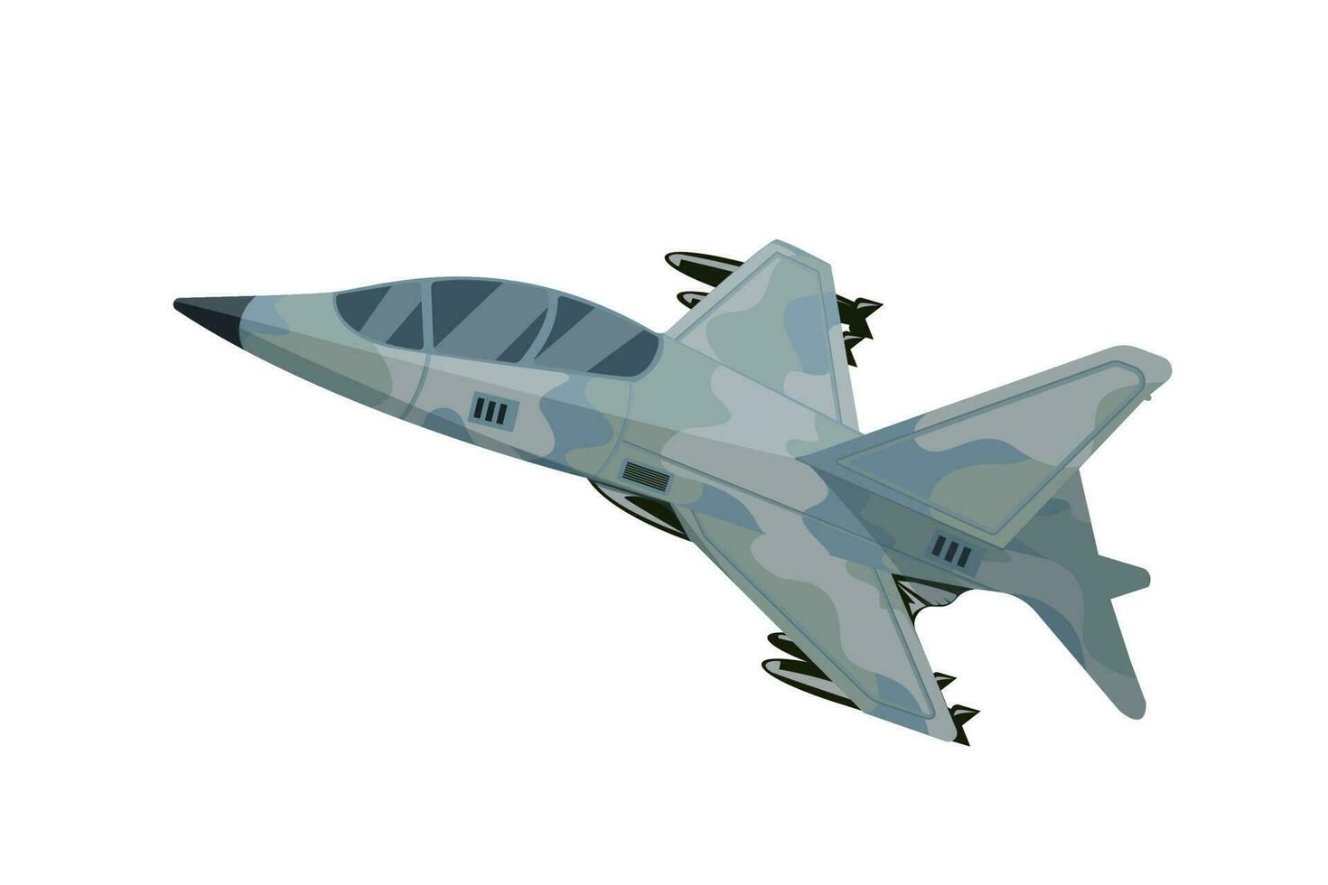 Military aircraft Fighter jet, interceptor, airplane, vector illustrations set isolated. Army flying machine. For military aviation concepts side view vector illustration