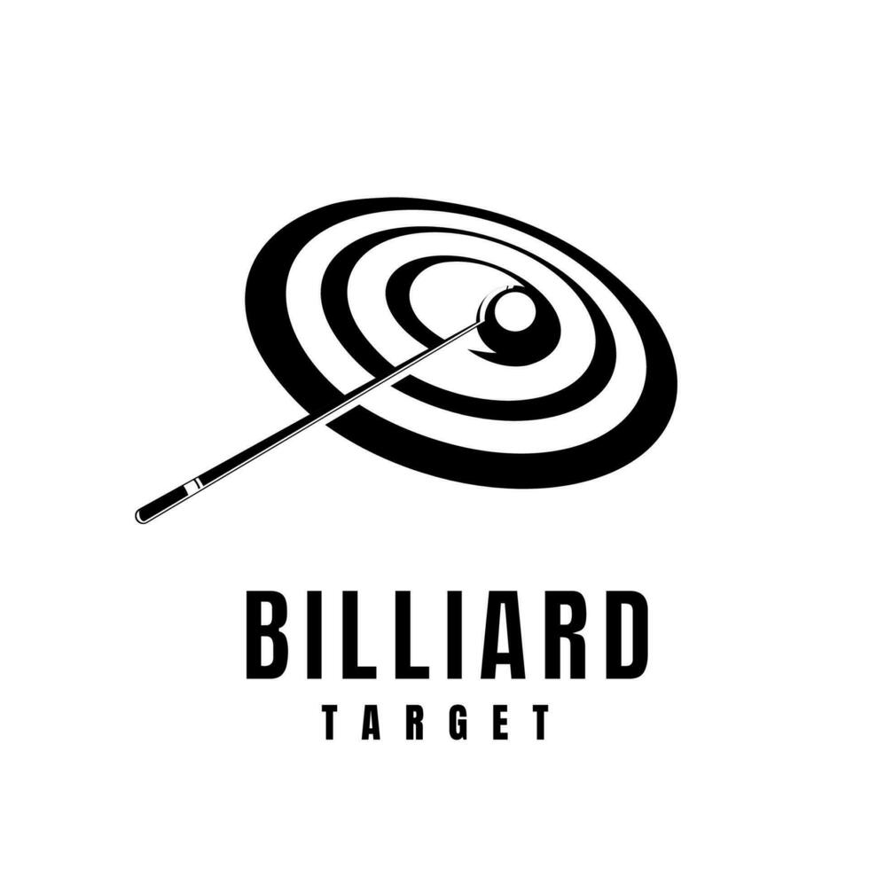 Simple billiards logo template illustration with billiard balls and sticks, billiard target logo concept. vector