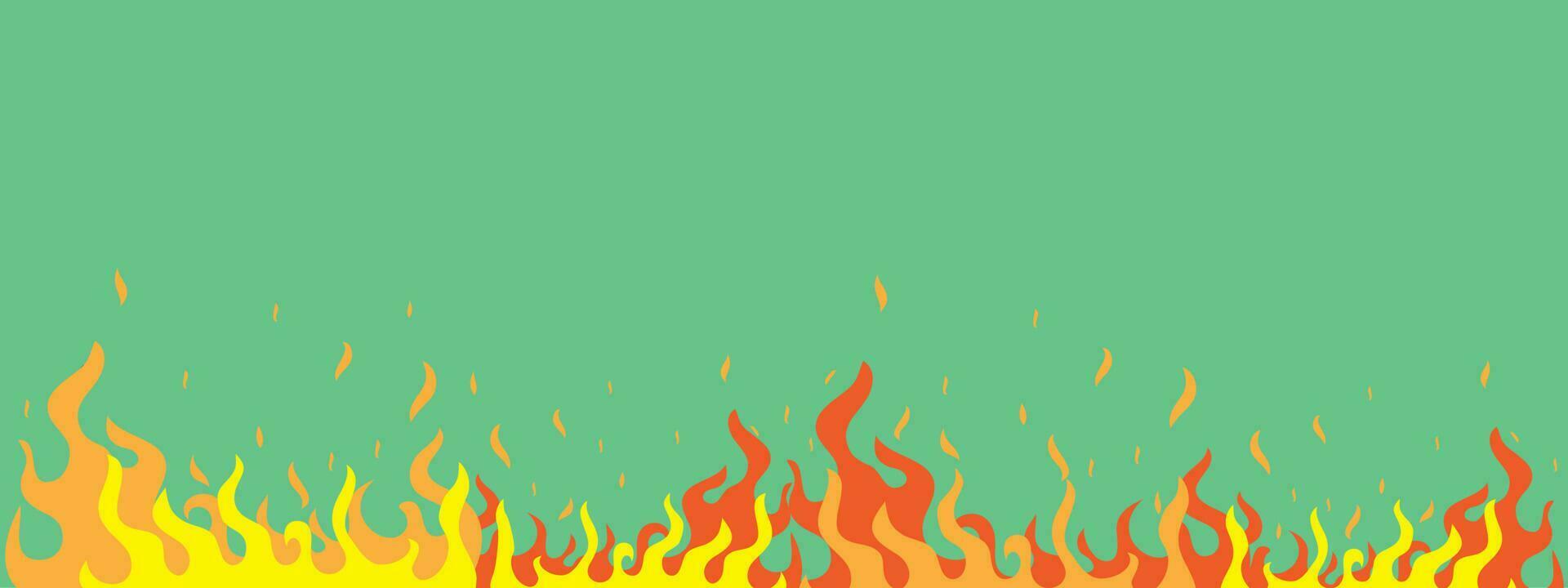 Red yellow flame background. Burning fire decoration element. Fire illustration for design. Flame frame border vector