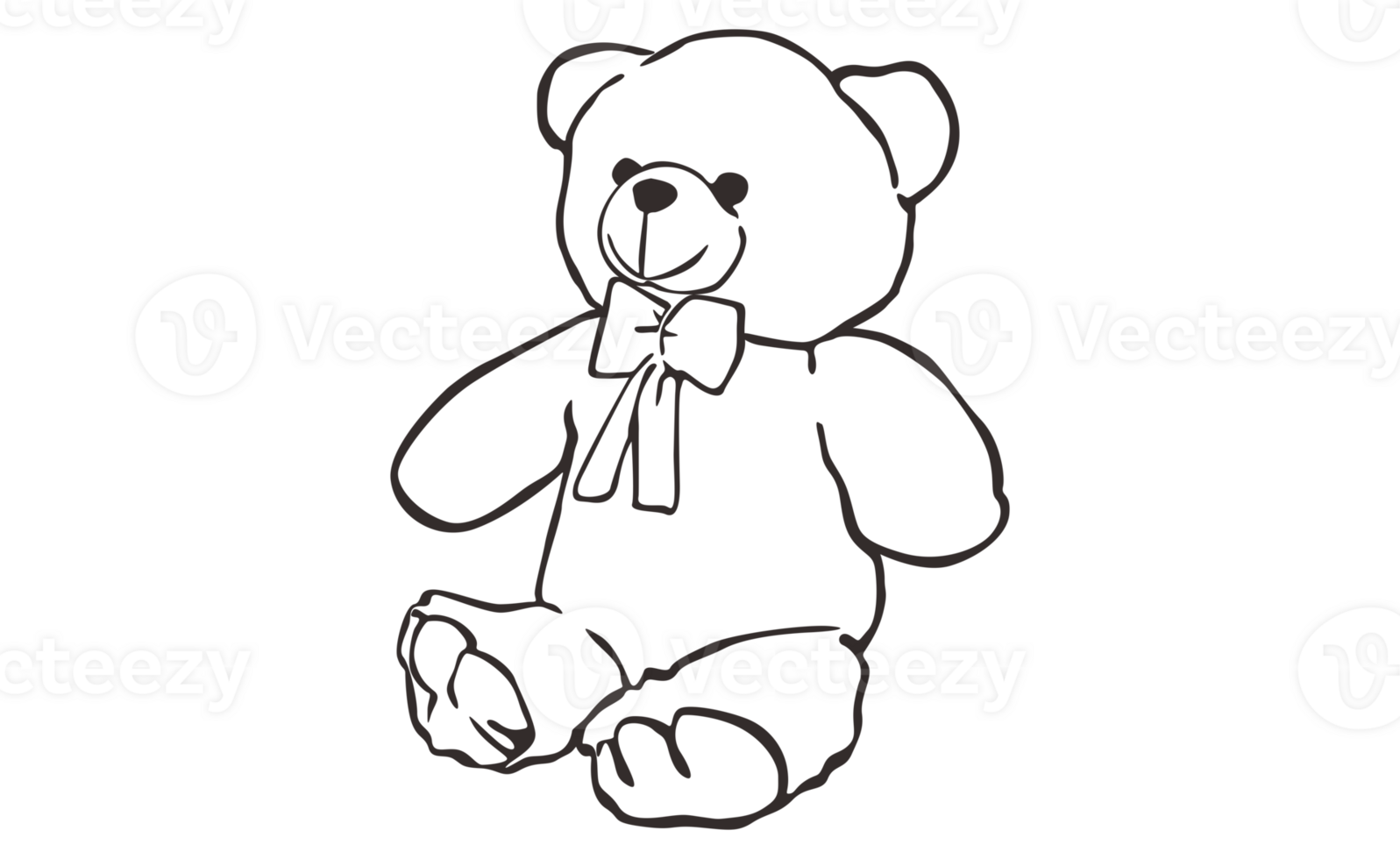 Cute Teddy Bear Line Art on a transparent background png