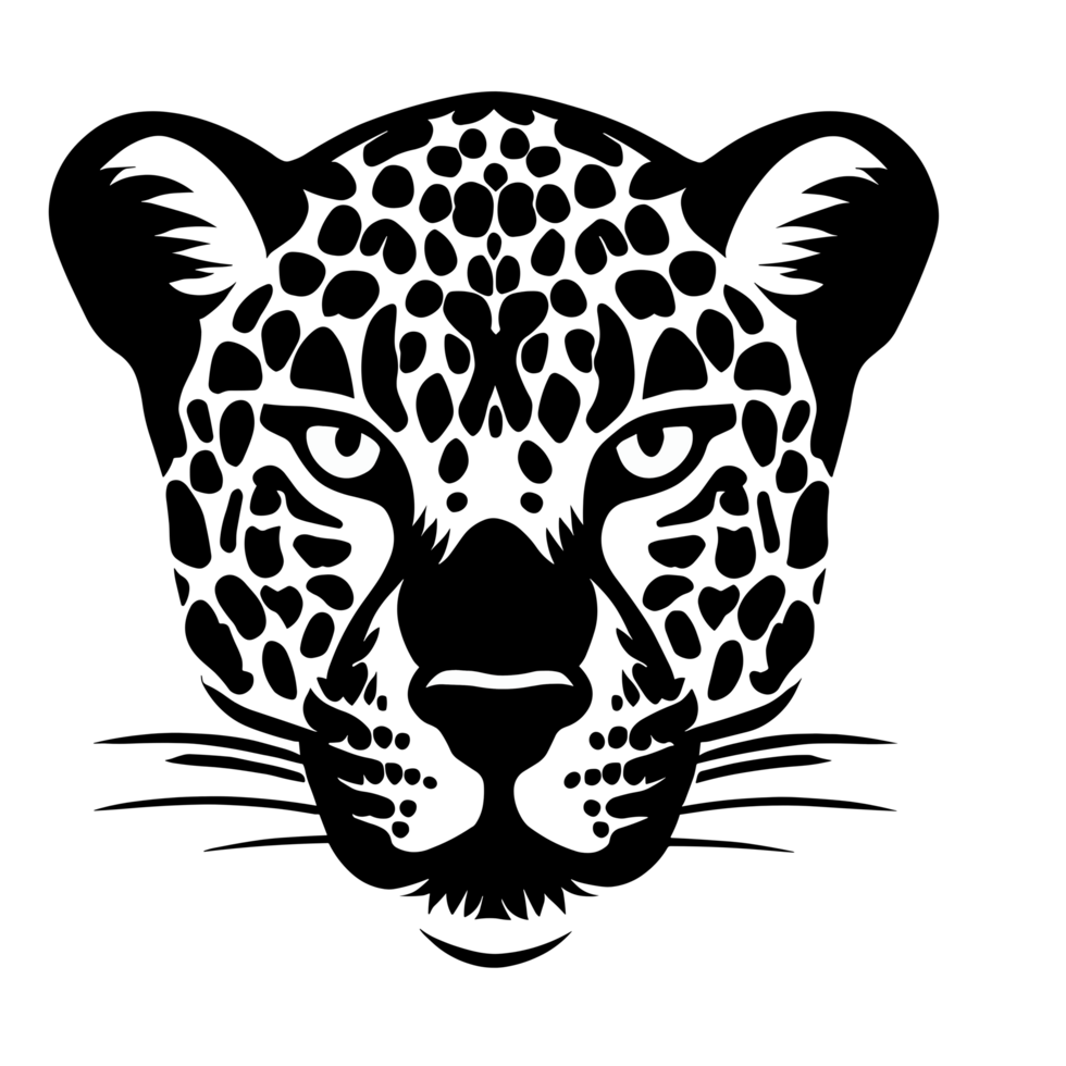 Leopard schwarz und Weiß Gesicht Clip Art transparent Hintergrund png