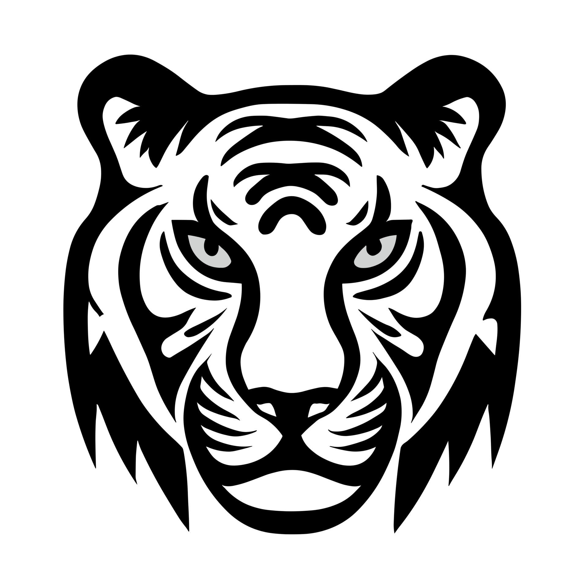 black and white tiger clipart