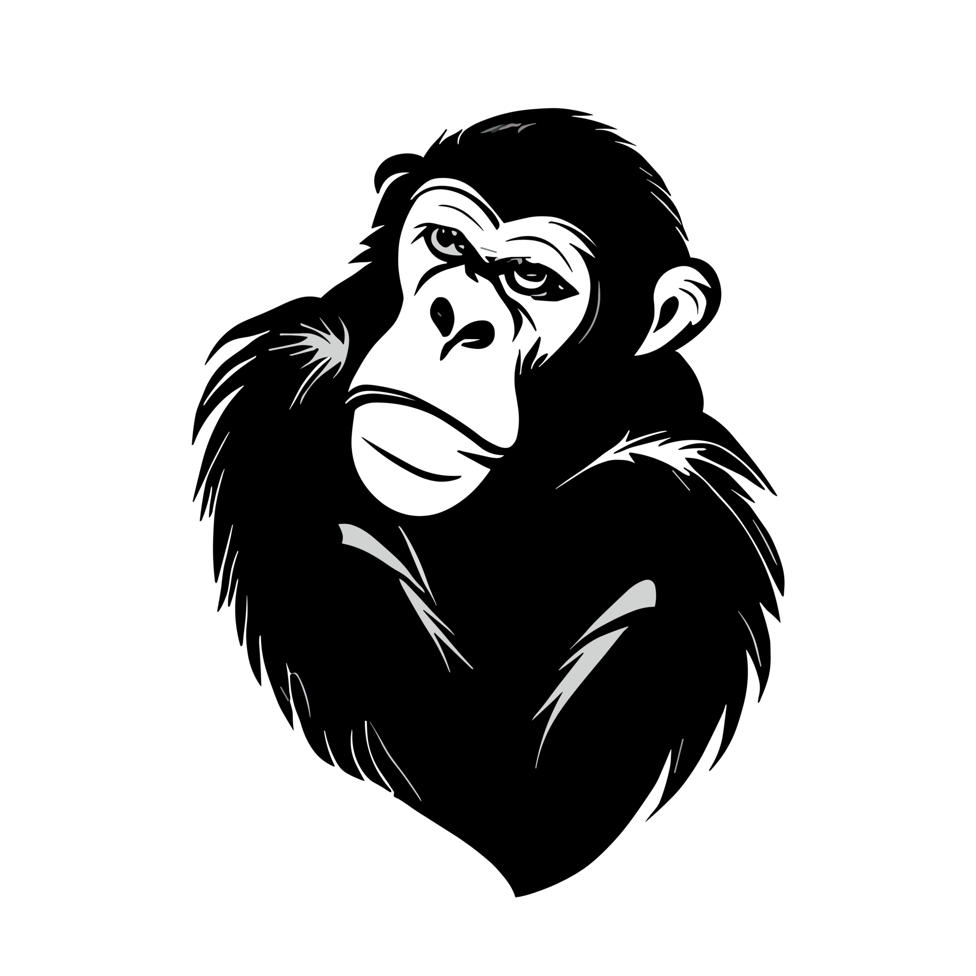 Chimpanzee Clipart Black And White