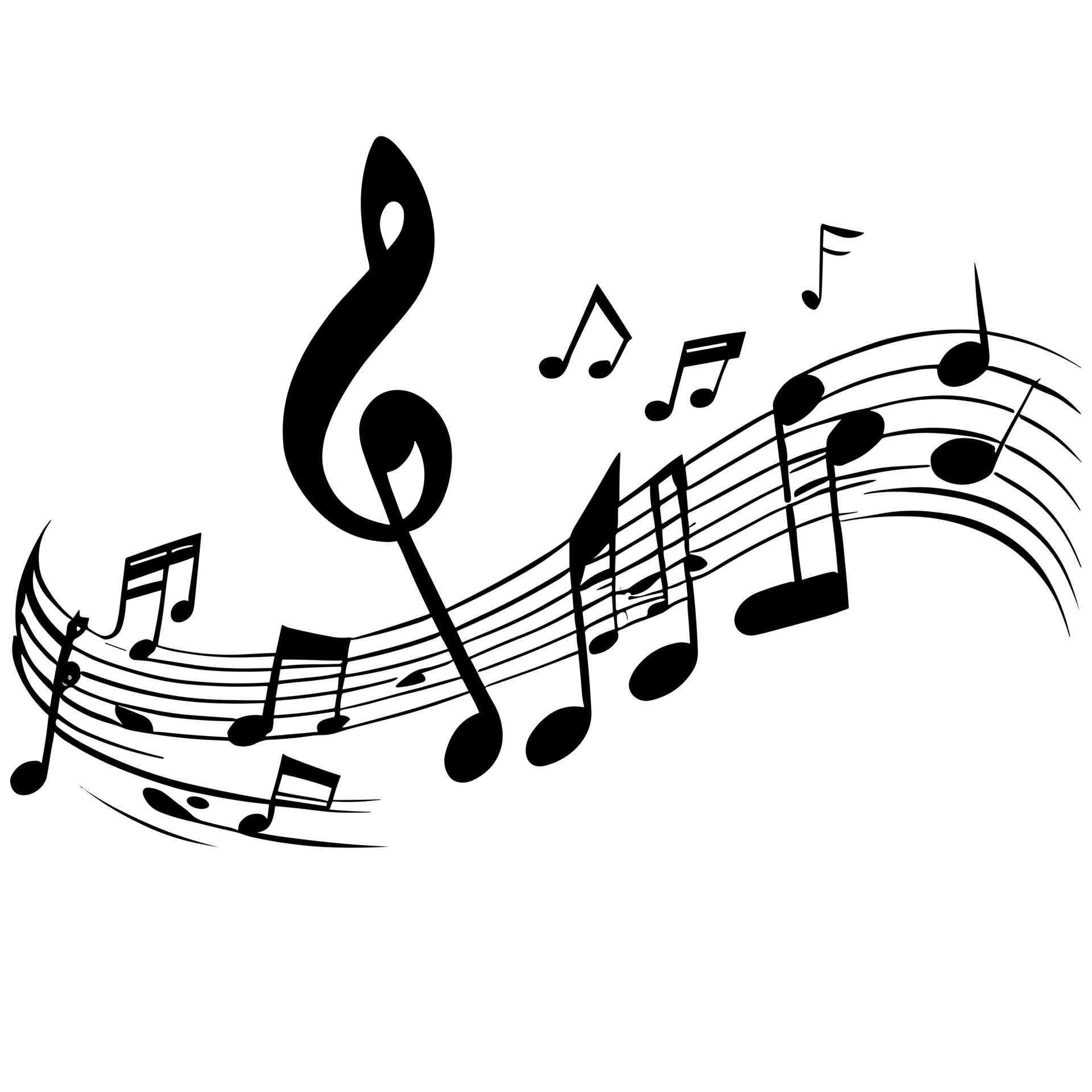 Music notes black and white icon clipart transparent background