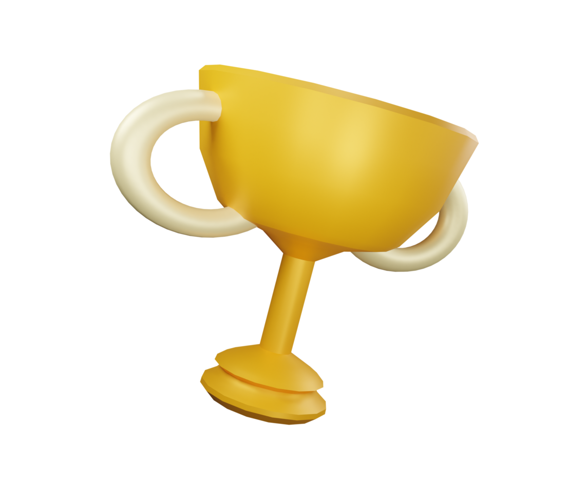 Shiny gold cup or trophy 3d icon png