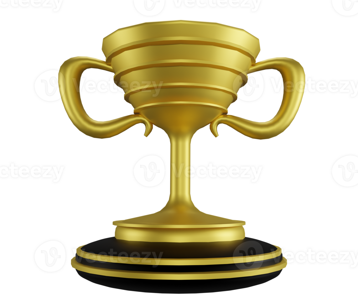 3d render of gold trophy cup png