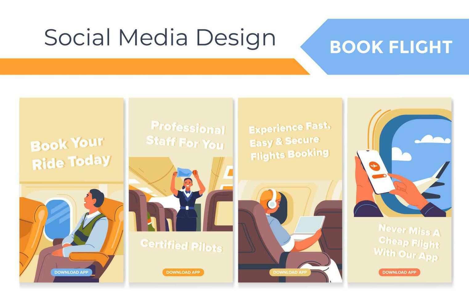 Social media story set with airline company offer vector