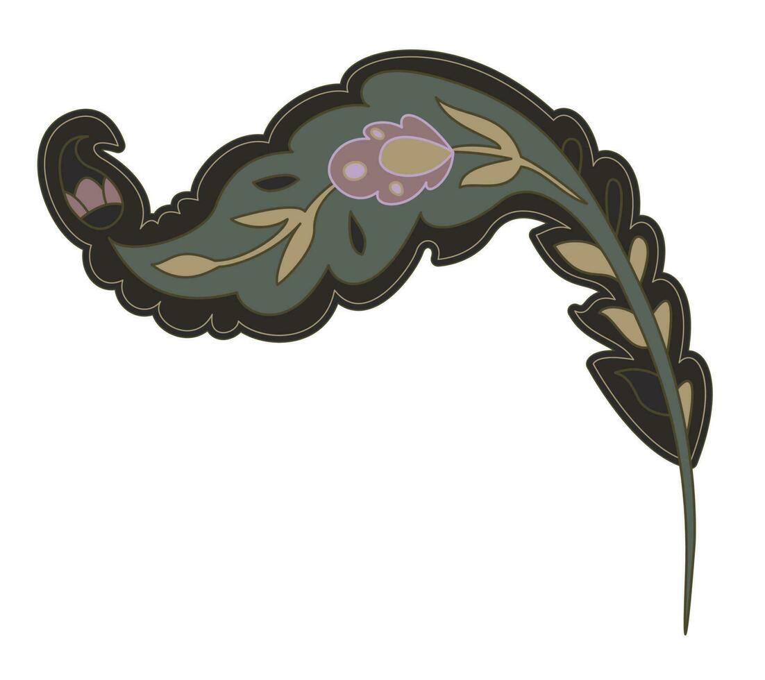 Flower leaf, paisley ornament with branches twig vector