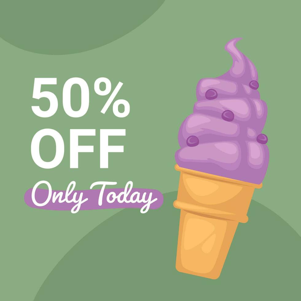 Sale on ice cream, dessert discount in restaurant vector