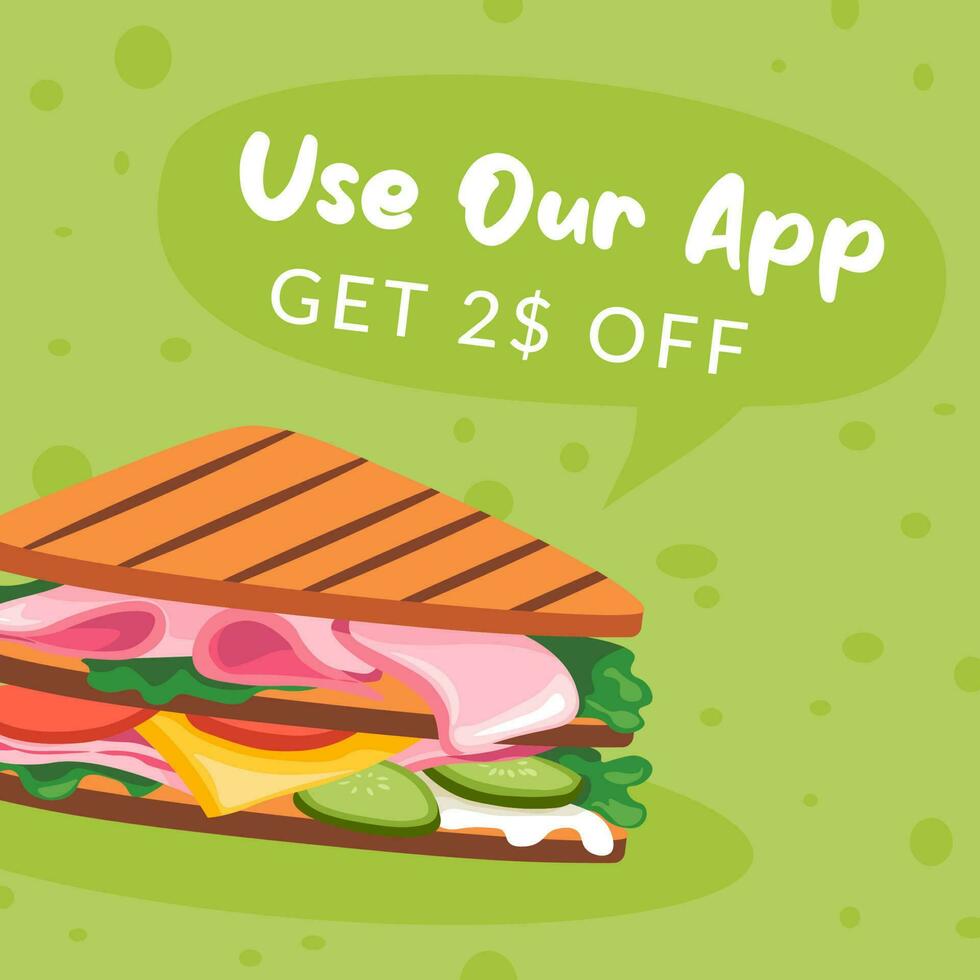 Use our application to get discount for sandwich vector