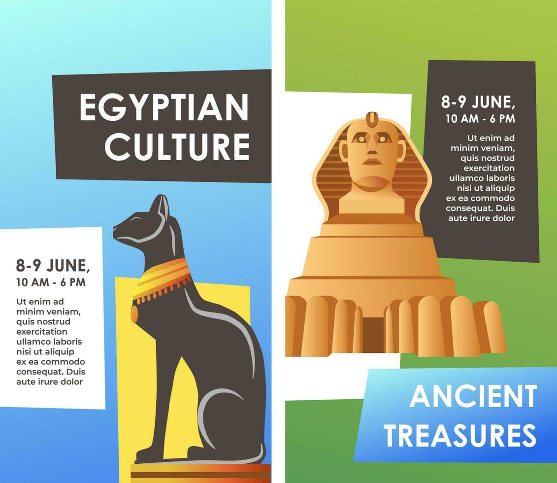 Egyptian culture and ancient treasures, banners vector