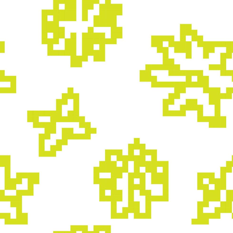Pixel flowers in blossom, botany ornament print vector