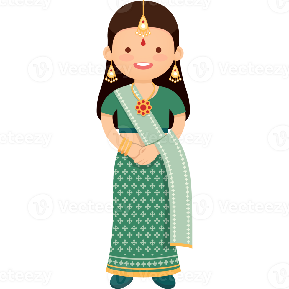 Girl in India national costume png