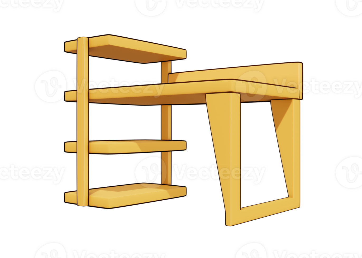 3d wooden table icon isolated object png