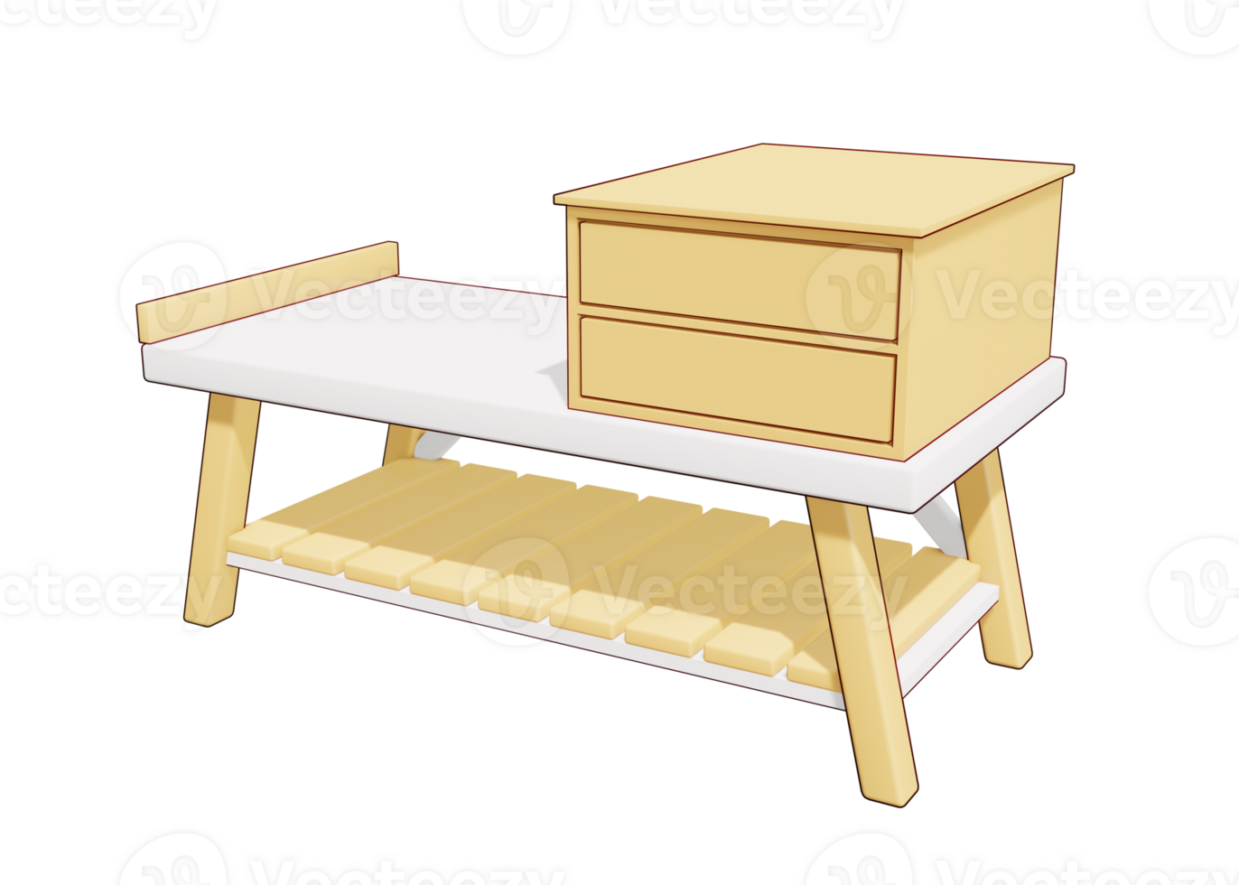 3d wooden table icon isolated object png