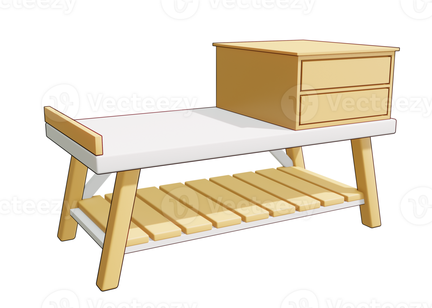 3d wooden table icon isolated object png