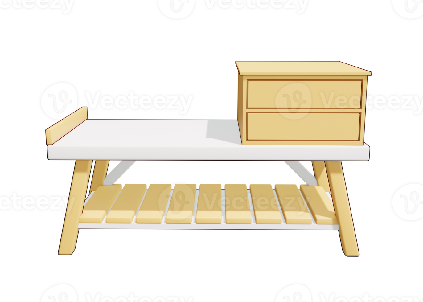 3d wooden table icon isolated object png