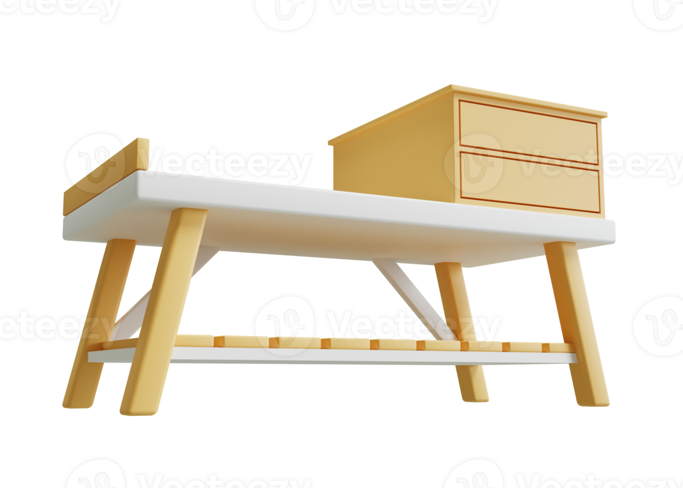 3d wooden table icon isolated object png