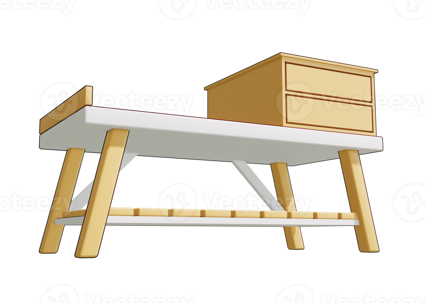 3d wooden table icon isolated object png