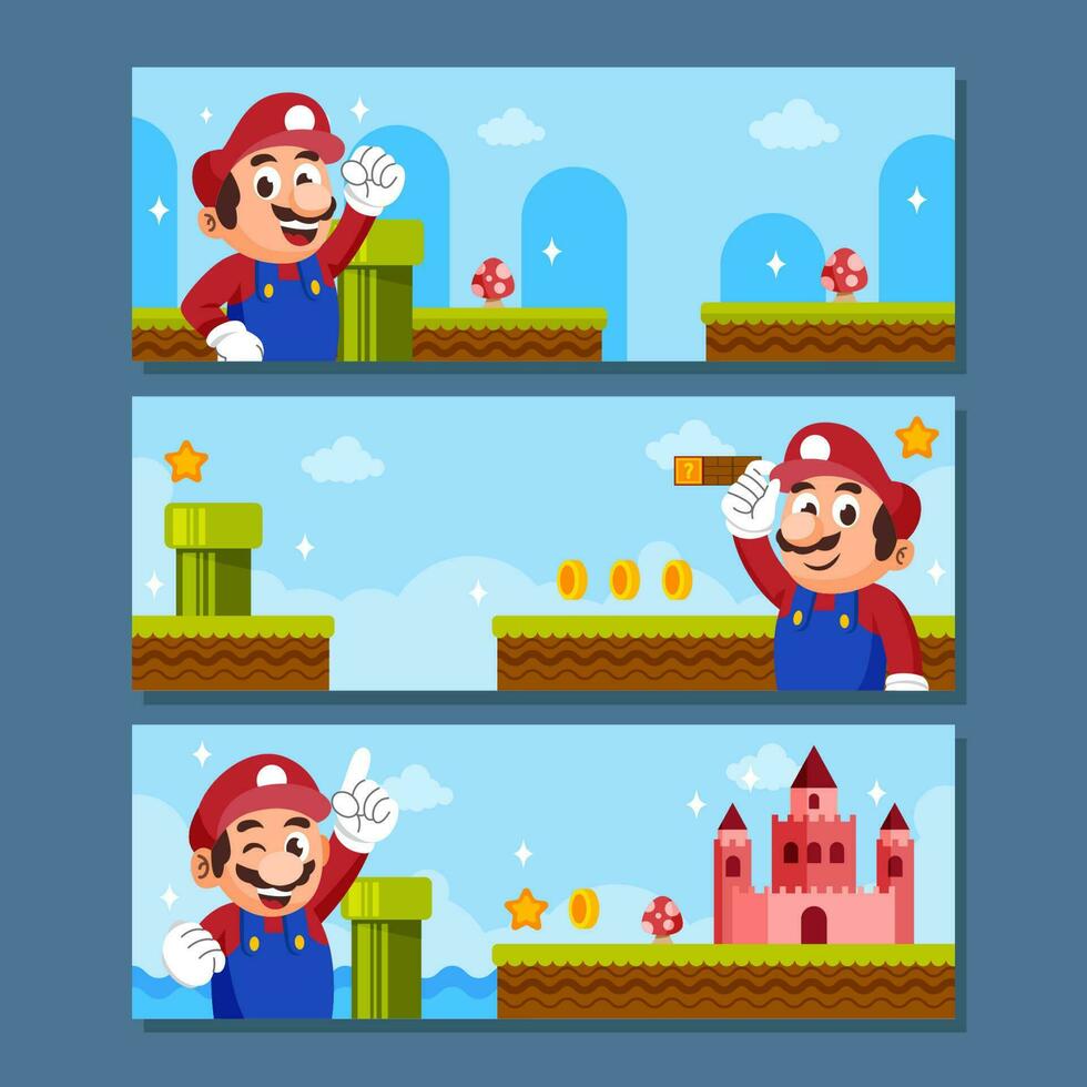 Adventure of Plumber Banner Set vector