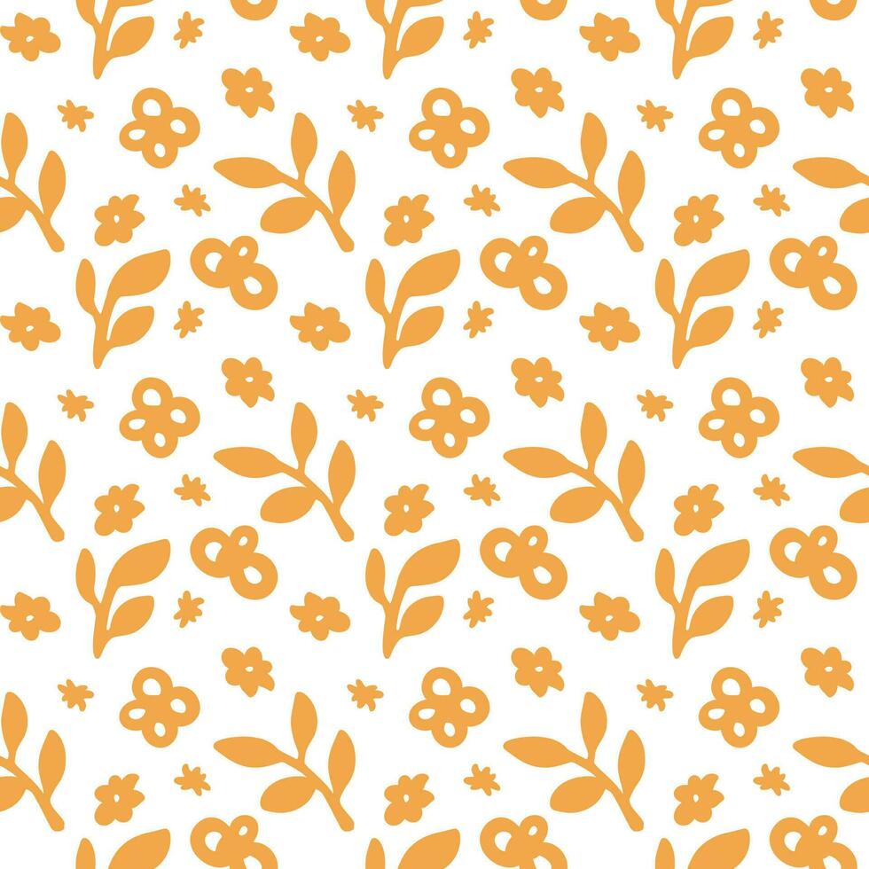 Flowers in blossom, blooming flora pattern print vector