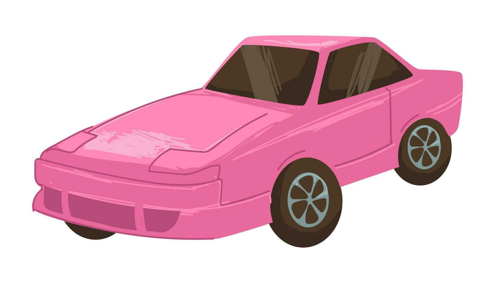 Retro car from 2000s, modern transport pink auto vector