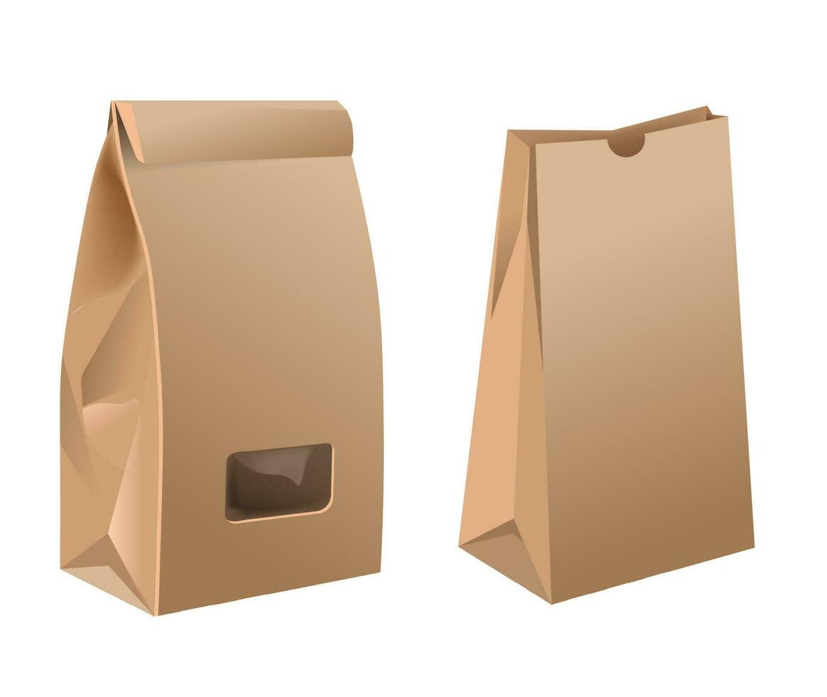 Recycling bag brown paper lunch kraft Royalty Free Vector