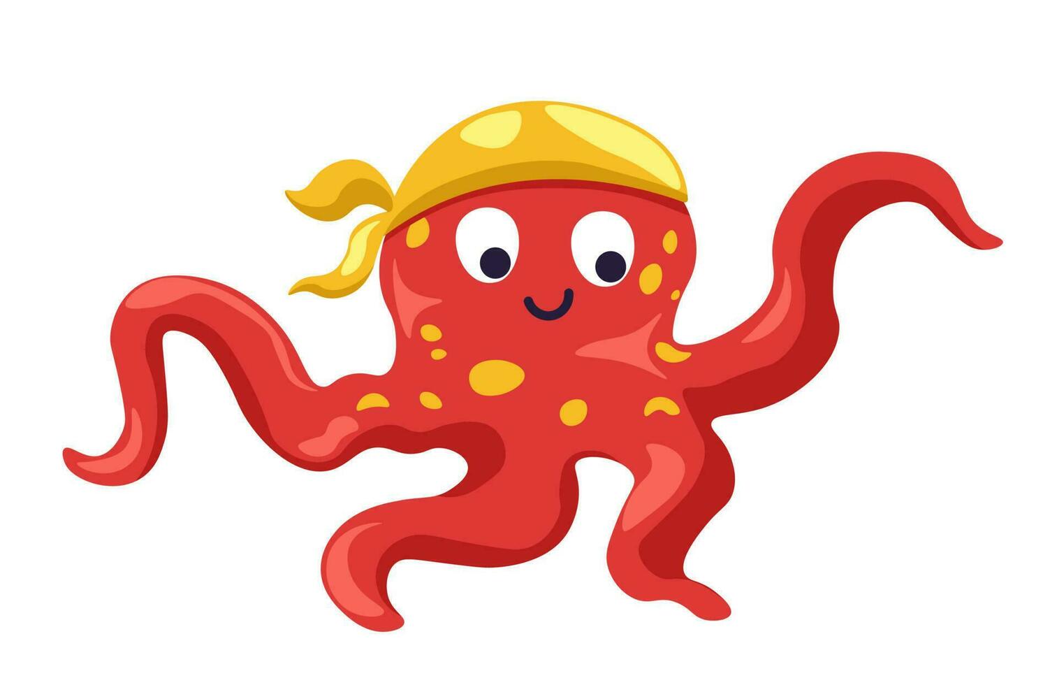 Marine character wearing pirates hat, octopus vector
