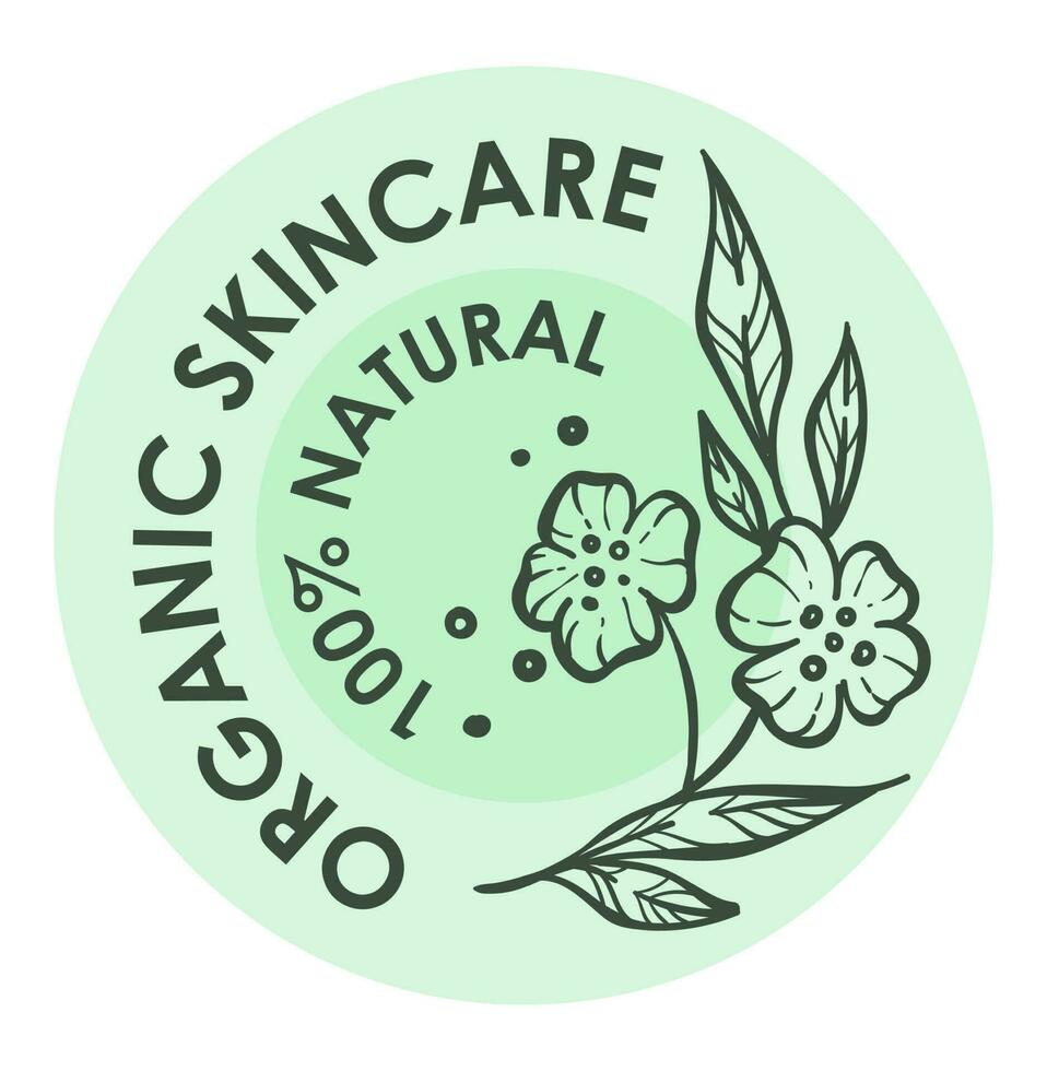 Organic skincare, natural ingredients, labels vector