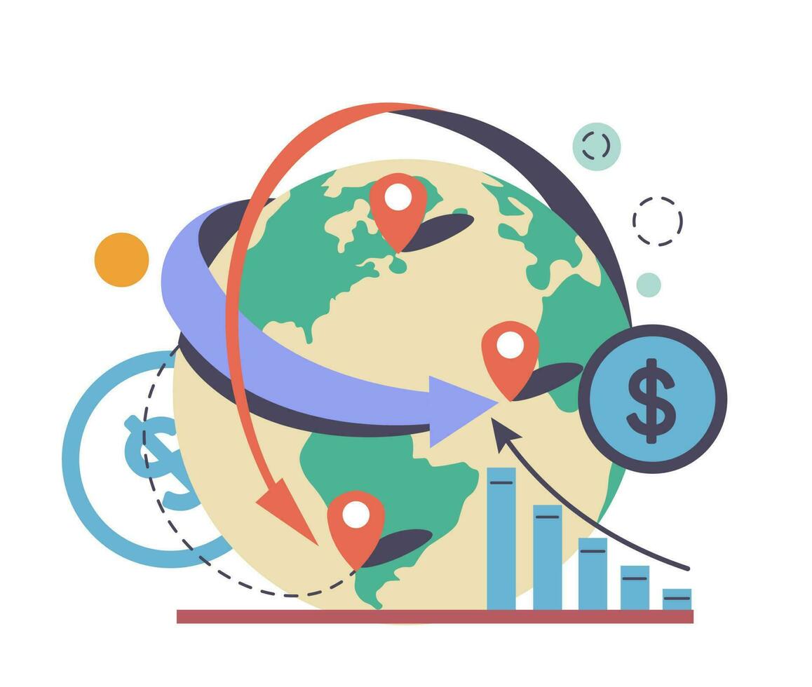 mundo economía y relaciones, negocio y comercio vector