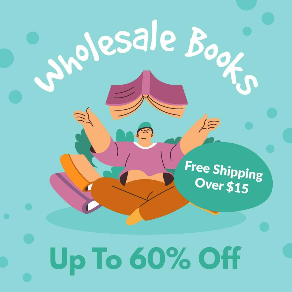 Free shipping on books, wholesale offer promo vector