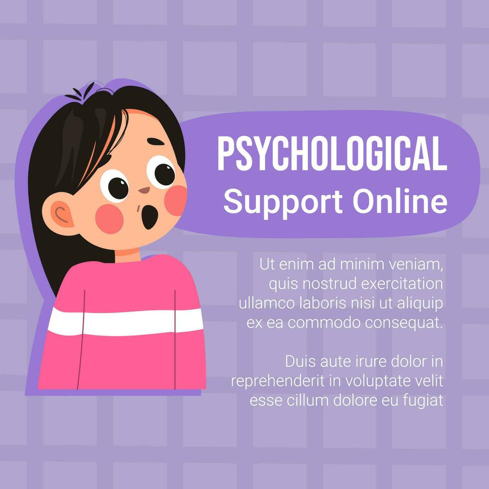 Psychological support for children online, banner vector