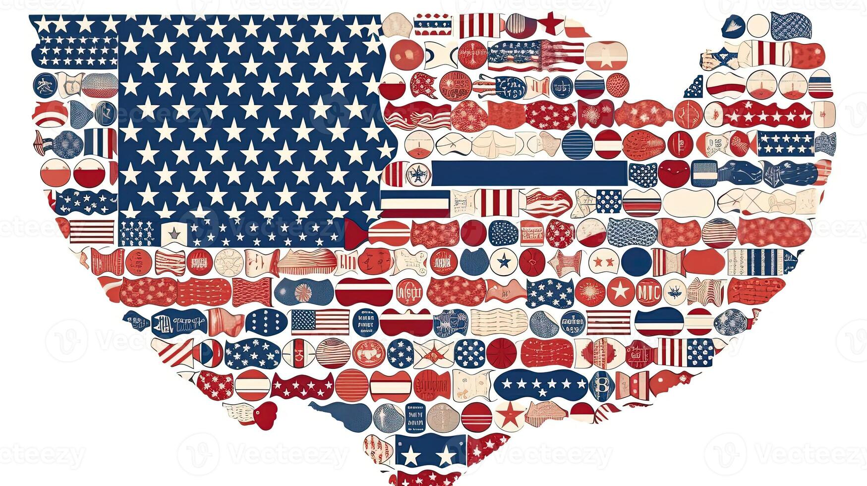 2D Style American Flag Icon or Symbol of Countries in the World Map. photo