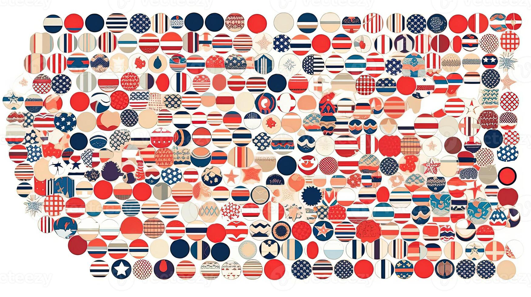 2D Illustration of American Flag Cute Sticker or Symbol Collages. . photo