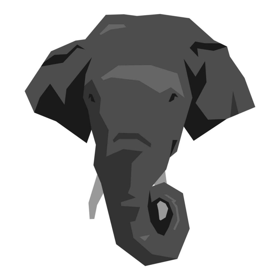 front view of elephant head illustration. monochrome color. cartoon flat vector illustration.